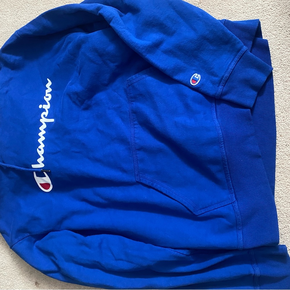 blue champion hoodie